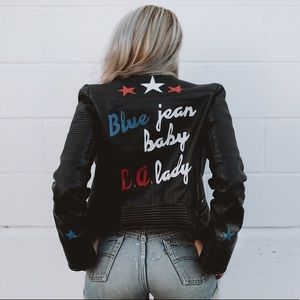 Hand painted faux leather Zara jacket